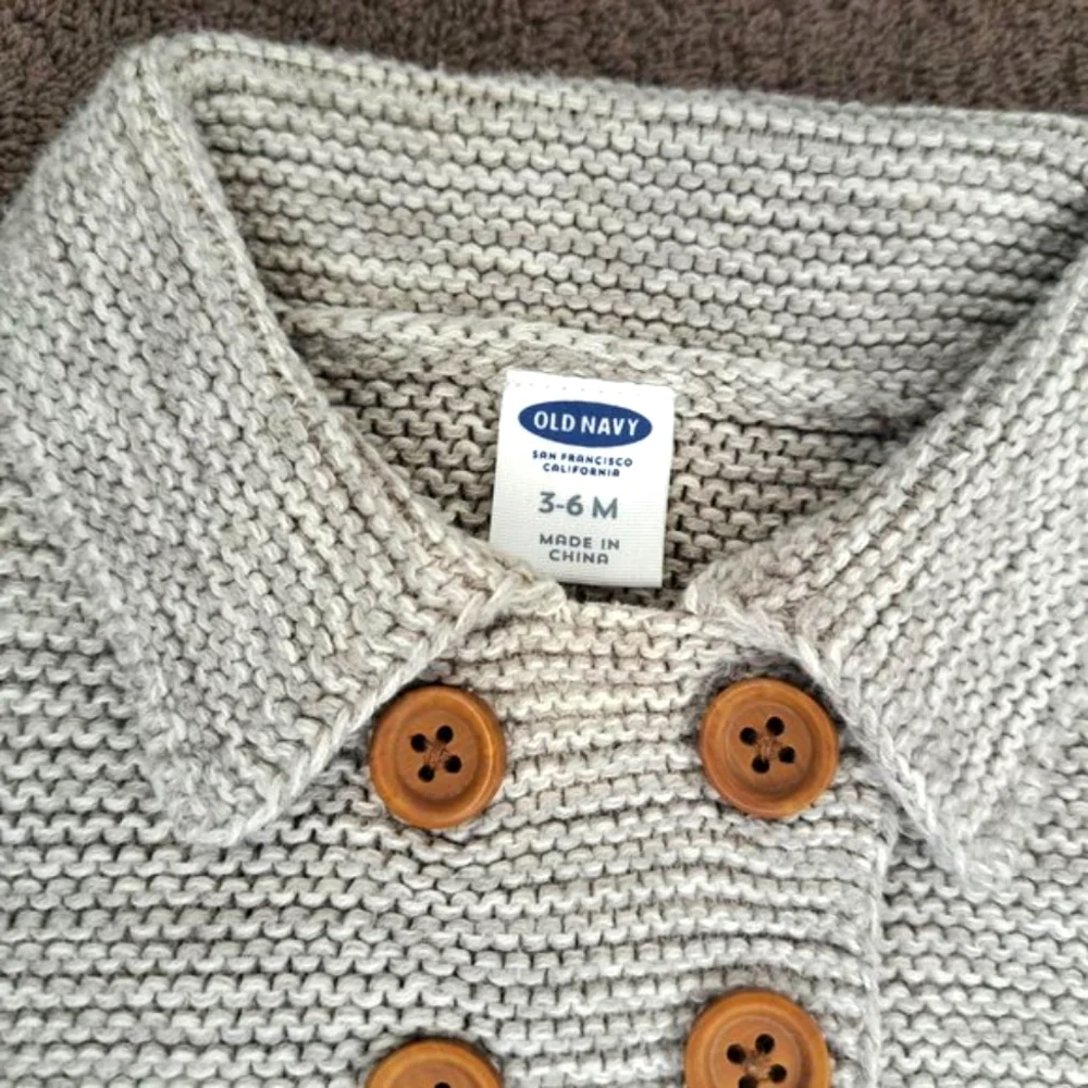 Old Navy Knit Sweater Jacket Gray with Buttons Size 3-6 Months